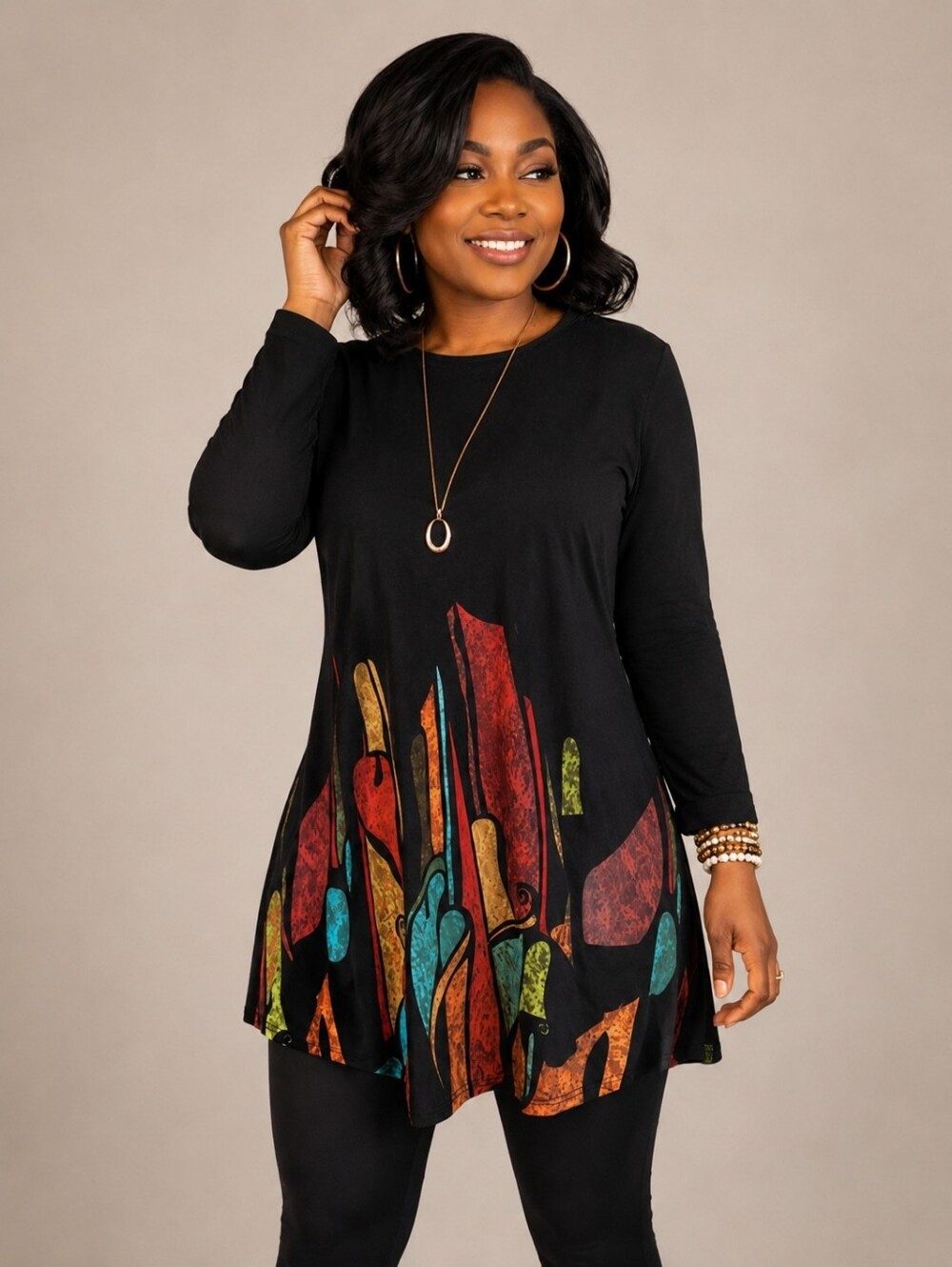 Exclusive Imports Round Neck Long Sleeve Long Tunic. Size Small